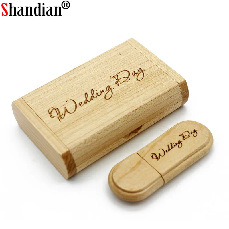 SHANDIAN (Бесплатный Пользовательский логотип) Деревянный usb + упаковочная коробка USB