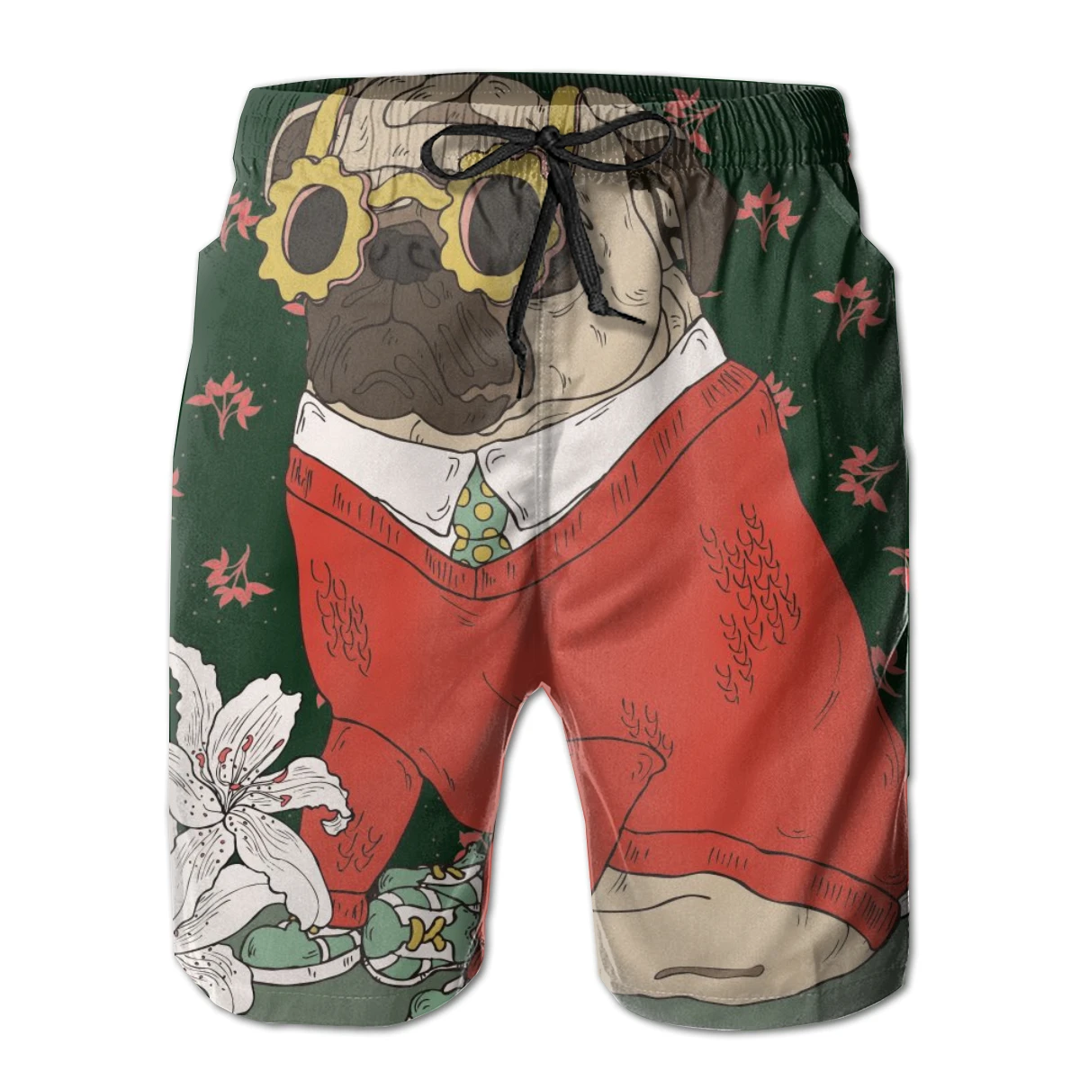 

2020 New Funny Pug Dog Print Summer Beach Shorts Streetwear Men Board Vacation Shorts Casual Quick Dry