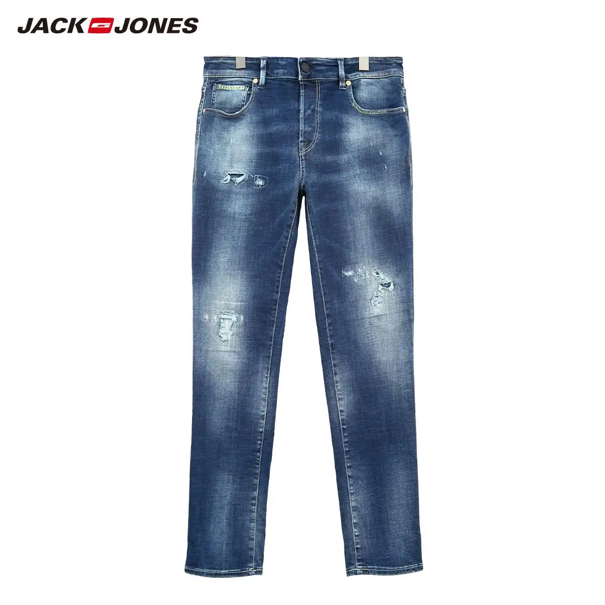 

JackJones Men's Ripped Sanding Stretch Regular fit Comfortable Streetwear Jeans|220132509