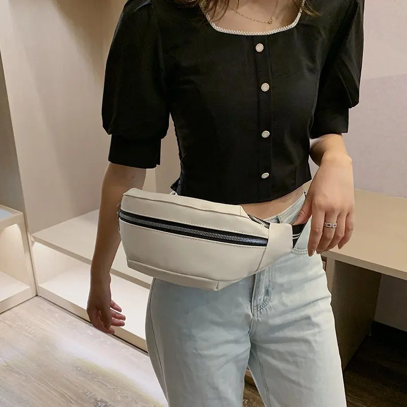 

Fanny Pack Women Sports Waist Bag 2021 New Fashion Running Chest Bag Female Travel Shoulder Pouch PU Leather Belt Bosom Bolsas