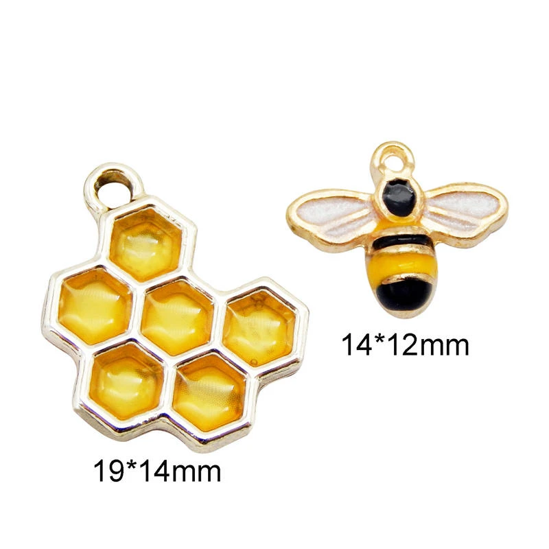 Джули Wang 4 шт. эмаль для пчелиных сот и пчела Подвески смешанный Hive с
