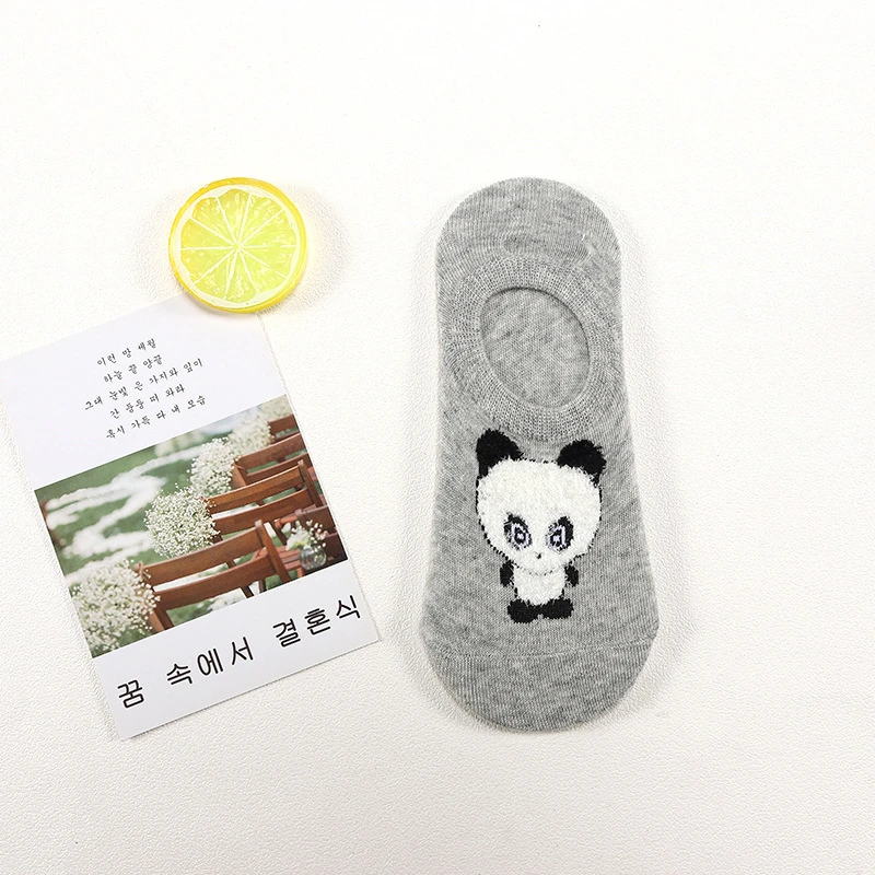 5 Pair/Lot Harajuku Women Socks Cotton Print Animal Pattern Cat Rabbit Panda Cute Meias Silicone Slip Breathable Casual Socks