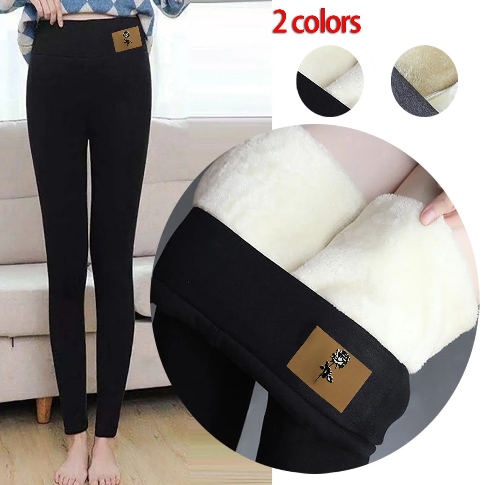 

Зимние теплые леггинсы, женские бархатные однотонные уличные длинные брюки с высокой талией, эластичные Повседневные Удобные плотные легг...