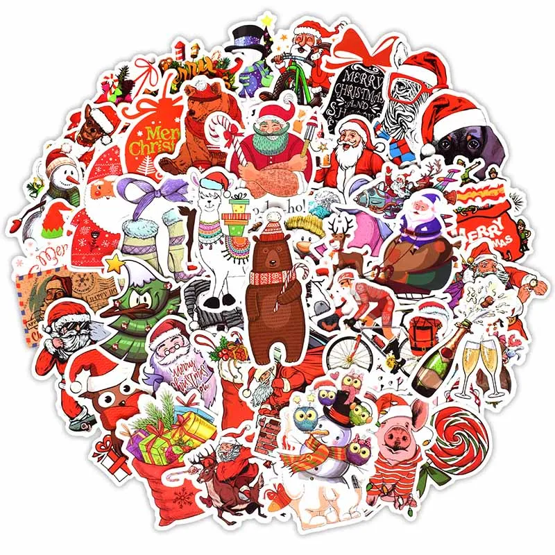 Christmas theme Праздничная тема стикер Хэллоуин Рождество стикер 50 шт не повторяется водонепроницаемый неклееный многократное наклеивание - Цвет: Christmas theme