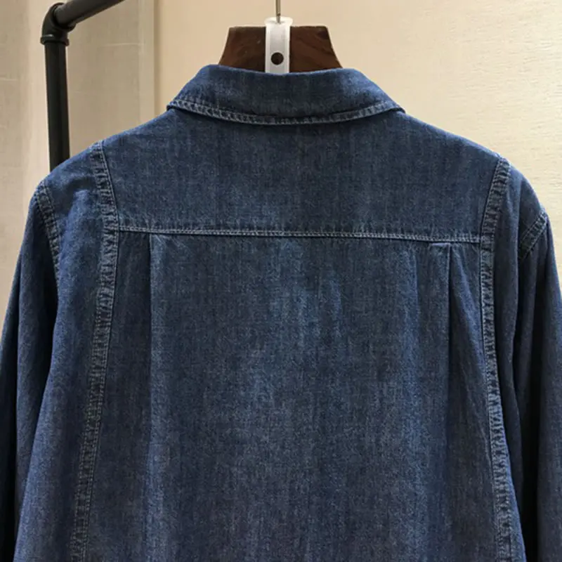 Женская длинная рубашка XITAO с отложным воротником и длинным рукавом однотонная