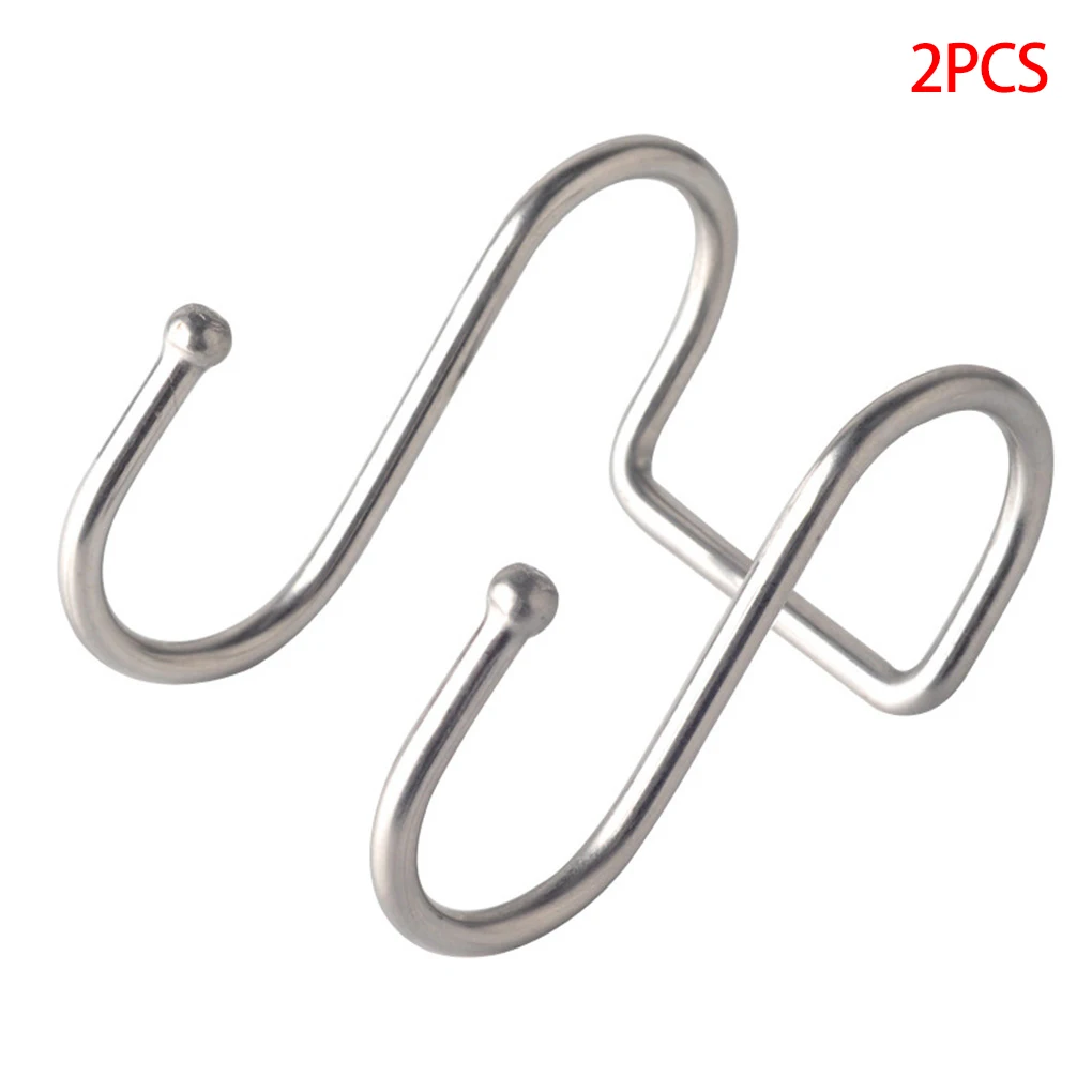 

2 Pieces Stainless Steel Double S-Shaped Storage Hook for Bathroom Kitchen Wall Door Organizer Accessories