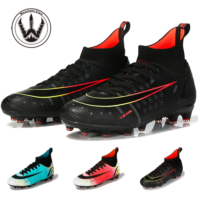 

Hot Koop Mens Soccer Schoenplaten Hoge Enkel Voetbal Schoenen Lange Spikes Outdoor Voetbal Traing Laarzen Voor Mannen Vrouwen