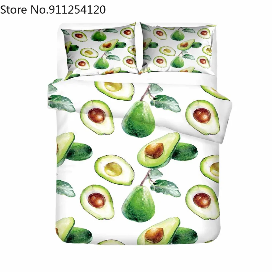 Комплект постельного белья из 2/3 предметов с принтом фруктов и авокадо | Дом сад