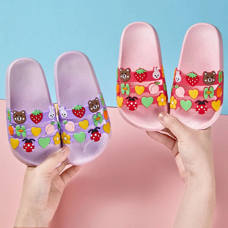 

Children's Slippers for Girls Wear Cute Cartoon Little Girls Princess Flower Sandals Kids Home and Indoors House Slipper Soft