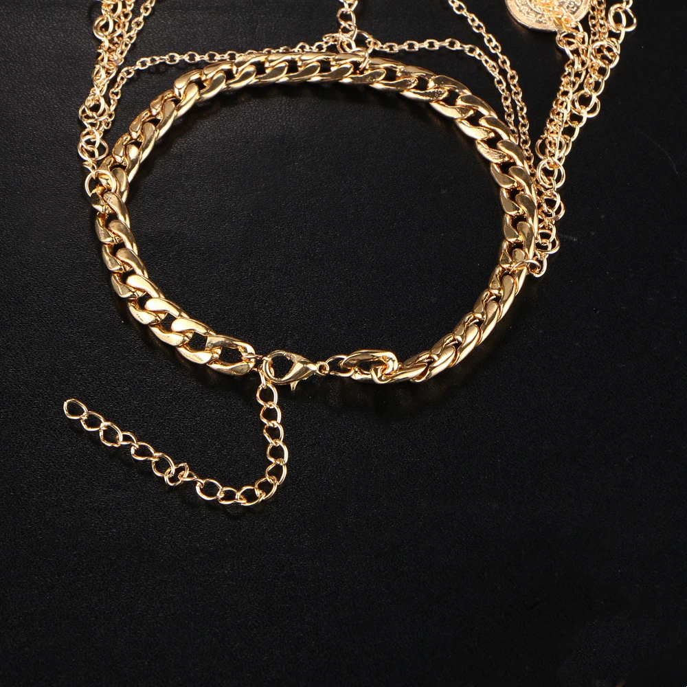 

2021 Summer New Fashion Bohemian Coin Tassel Beach Anklet Gold Silver Anklets Versatile For Women Girls