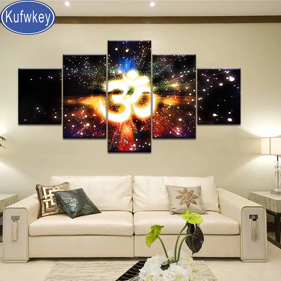 

5D DIY Diamond Painting Muslim Islam Holy Bible Font 5 Pieces Cross Stitch Diamond Embroidery Mosaic Diamonds Wall Sticker,