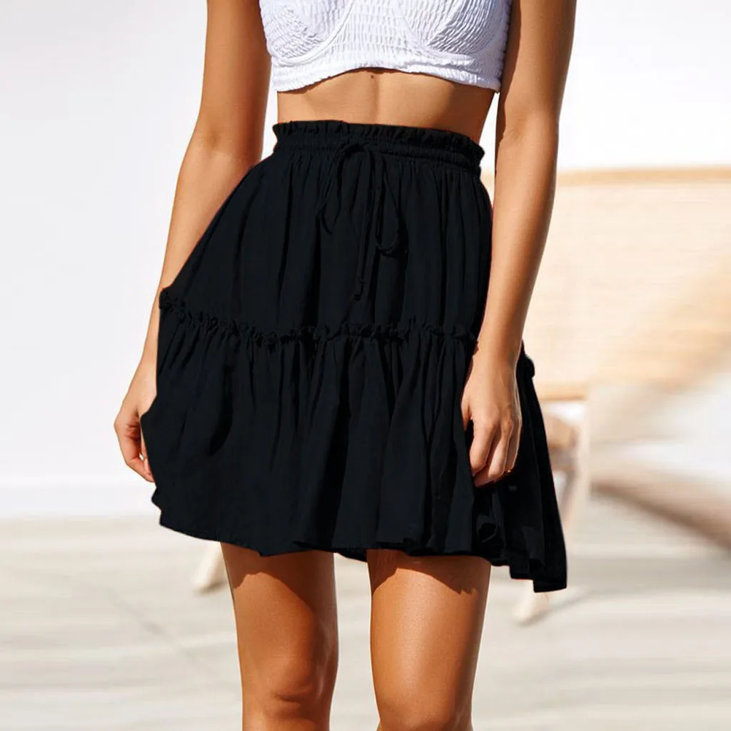 Бесплатная Страусиная Женская юбка гофрированная кружевная плиссированная