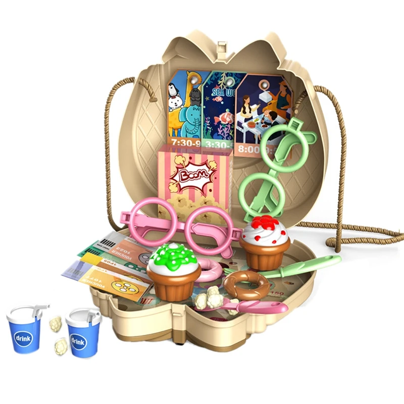 

Dessert Toy Set Children Play House Toy Kit Food Set Role-Playing Shoulder Bag Play House Toy for 3 Year Olds