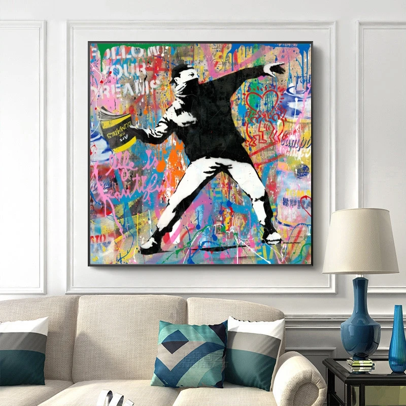Бэнкси арт следуй мечте Холст Плакаты и принты поп улица Искусство граффити
