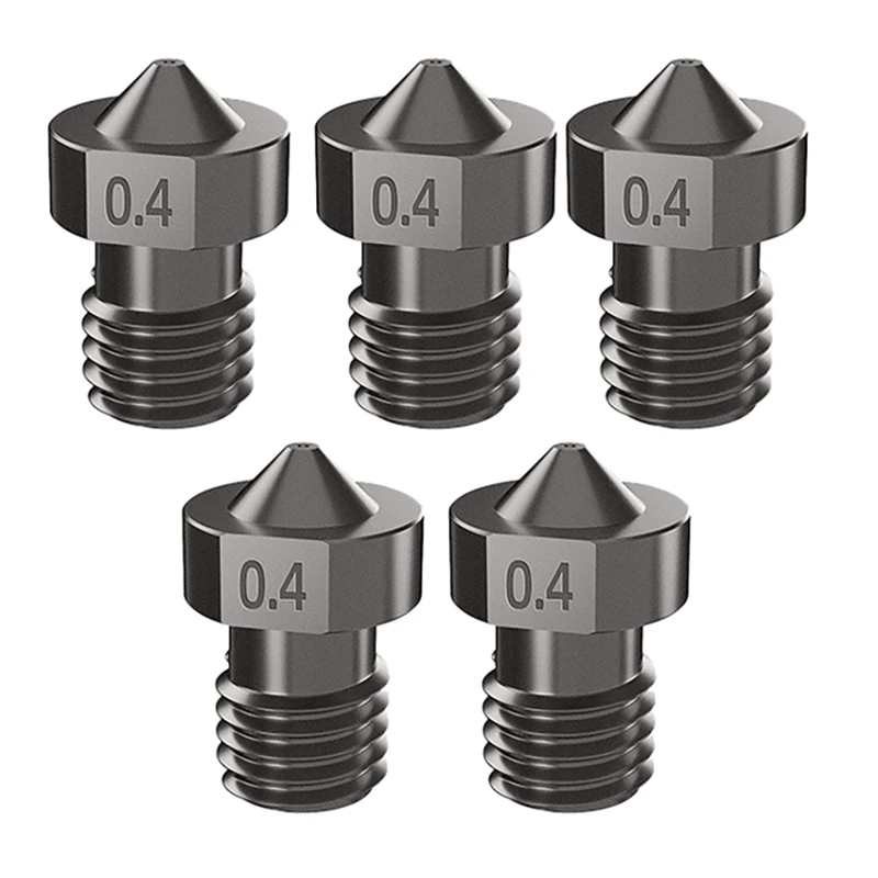 

5 Pcs 0.4/1.75mm V5 V6 Super Hard and Wear-Resistant Nozzle Print Head Suitable for 3D Printer Accessories