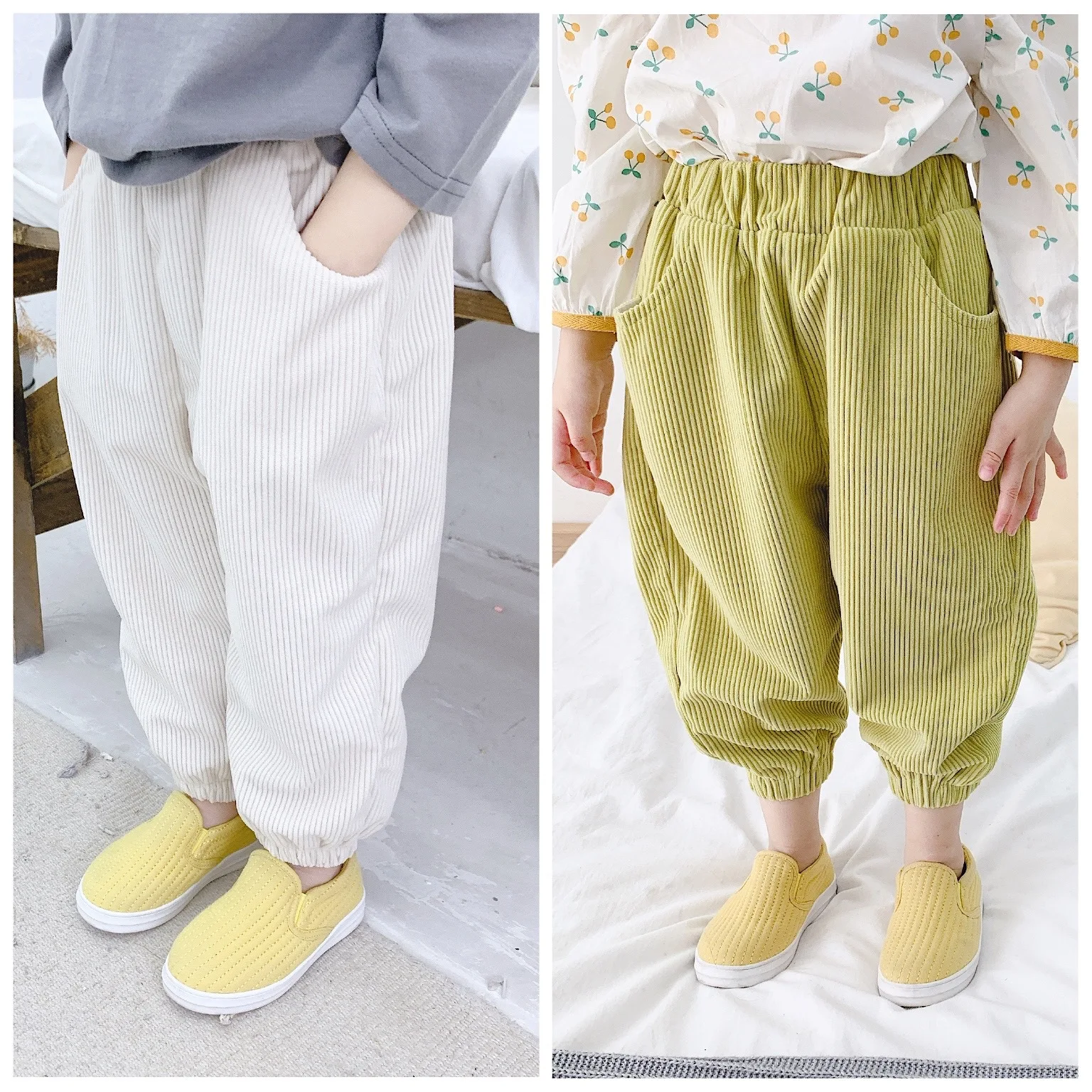 Новое поступление весна-осень 2020 хлопковые однотонные вельветовые брюки в