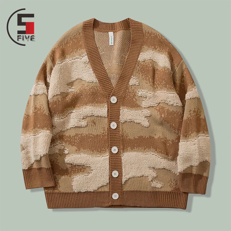 

Harajuku Retro Gradient Cardigan Sweater Men Hip Hop Streetwear Hipster Casual Sweaters 2021 Autumn Campus Fashion Oversize Coat