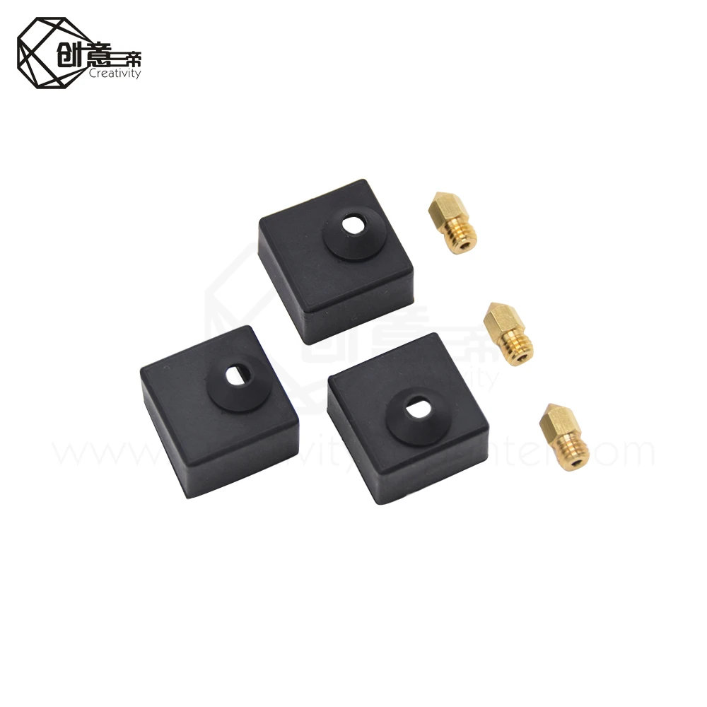 

Детали для 3D-принтера, 3 шт., насадки, Размер 0,4 мм, печатающая головка экструдера + 3 нагревательных блока, универсальная силиконовая крышка д...