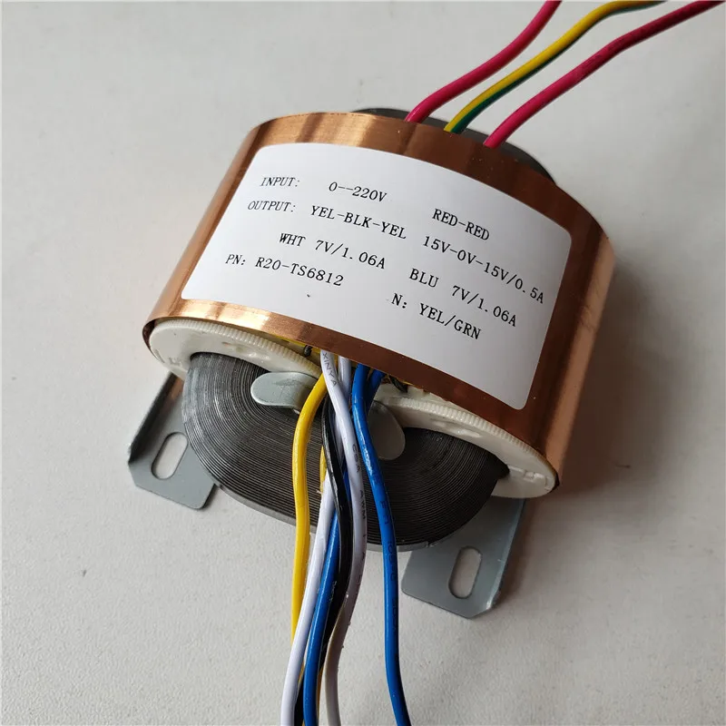 15V-0-15V 0.5A 2*7V 1.06A трансформатор R Core R20 30VA изготовленный на заказ трансформатор 220 V/230 V медный щит для предварительного усилителя питания - Цвет: 220V (R20-TS6812)