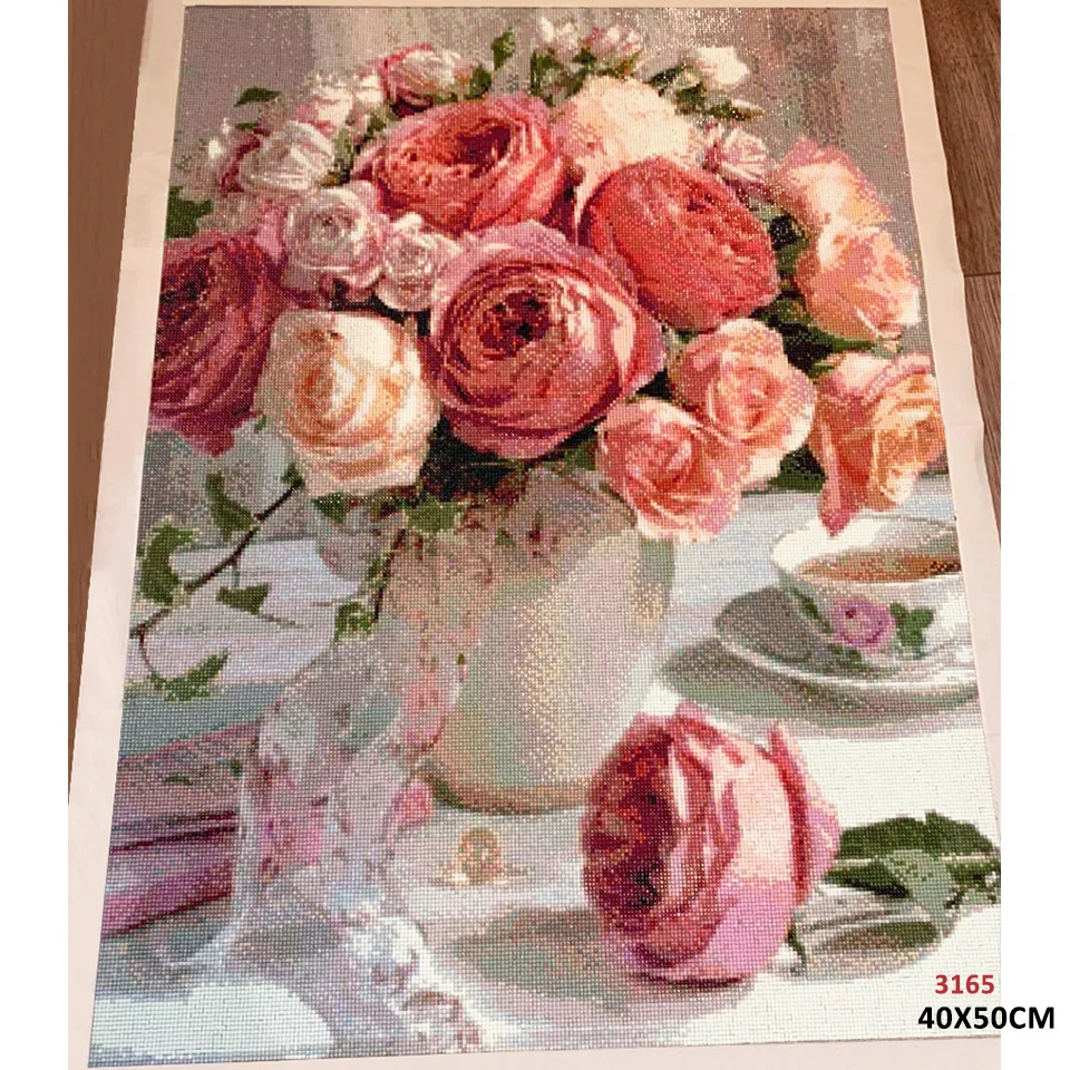 

5D DIY Diamond Painting Flower Cross Stitch Kit Mosaic Diamond Embroidery Square Drill Home Decoration Wall Sticker