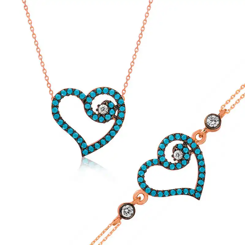 

Silver Blue Heart Women 'S Set
