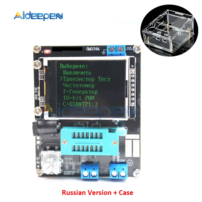 Russian and Case GM328A GM328B Транзистор тестер LCR диод емкость ESR напряжение частотомер ШИМ DIY Kit с Чехол - Цвет: Russian and Case