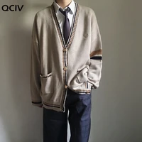 men cardigan mens outwear tops male sweaters uniform patchwork casual preppy korean style ins oversize 3xl unisex daily