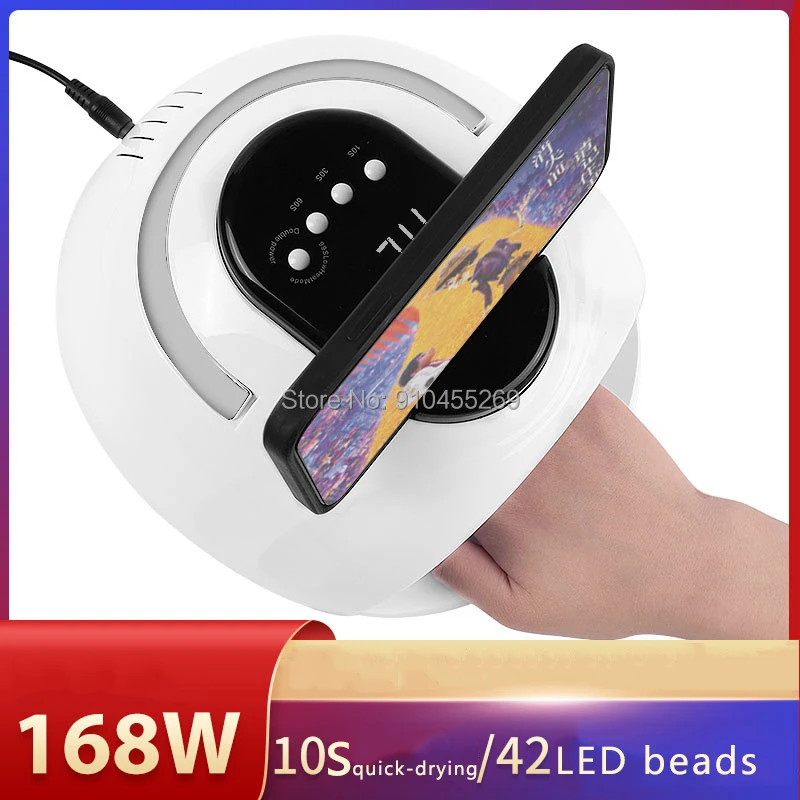 

New handheld nail light therapy Machine 168W 42 light beads UVLED with mobile phone holder Nail light Quick dry light Therapy Li