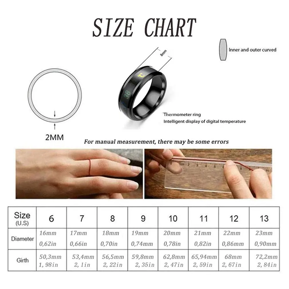 Модные умные крутые кольца термостаты цифровой термометр датчик температуры