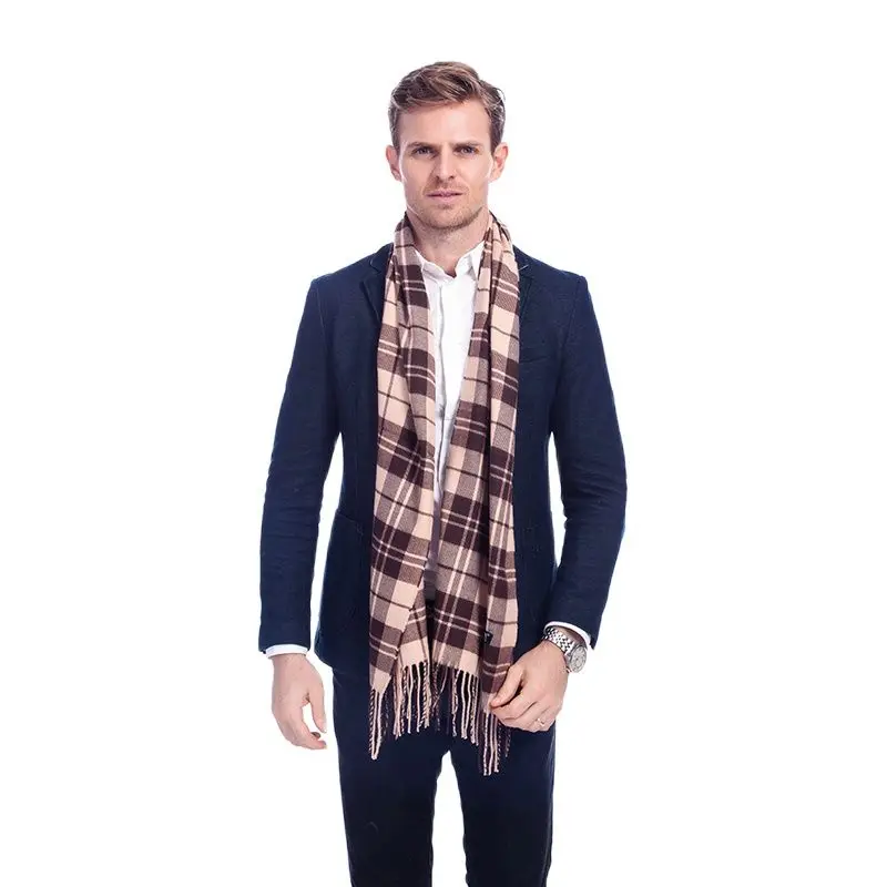 

Hot Design brand scarf unisex plaid men scarf with tassel winter warm soft Imitation wool scarf A3A17533