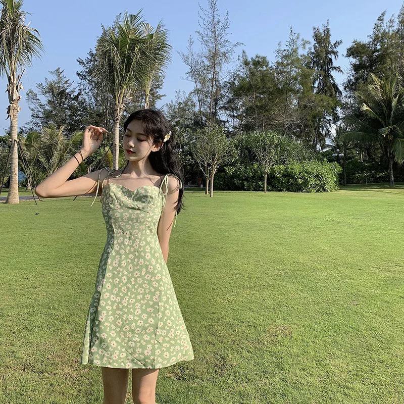 

Summer Women Dress Vintage Retro Spaghetti Cotton High Waist Split Floral Print Fashion 2020 Uk Casual Femme Vestidos De Fiesta