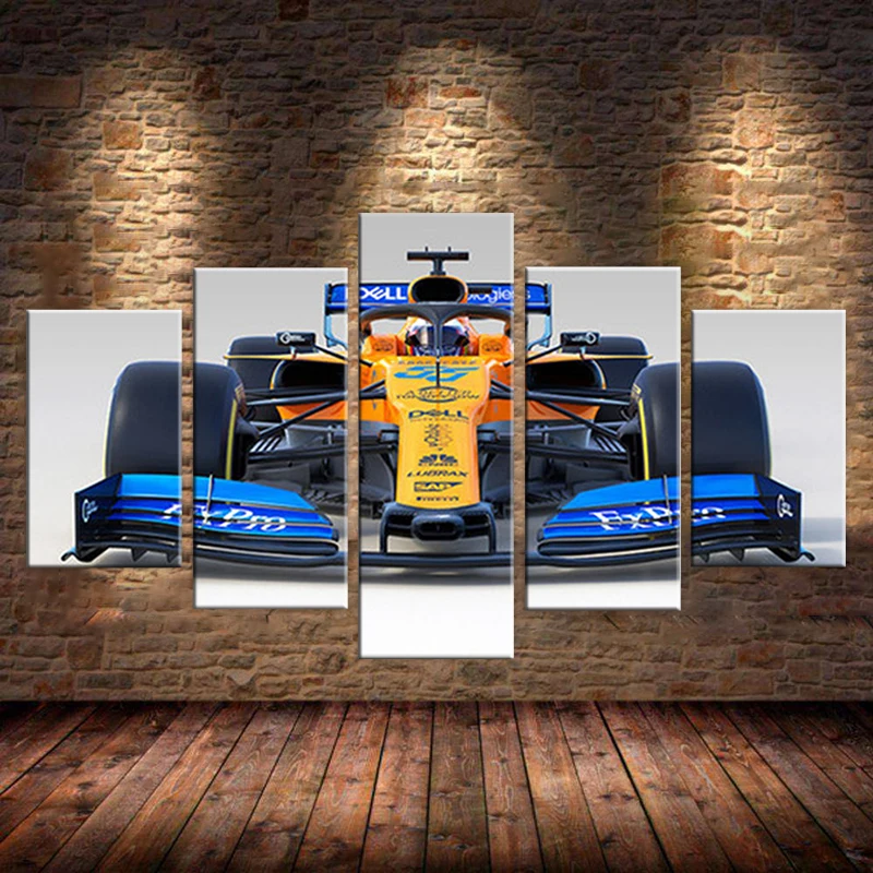 

No Framed Canvas 5Pcs Mclaren F1 Race Car Raceway Racing Posters Wall Art Pictures Decoration Accessories Home Decor Paintings
