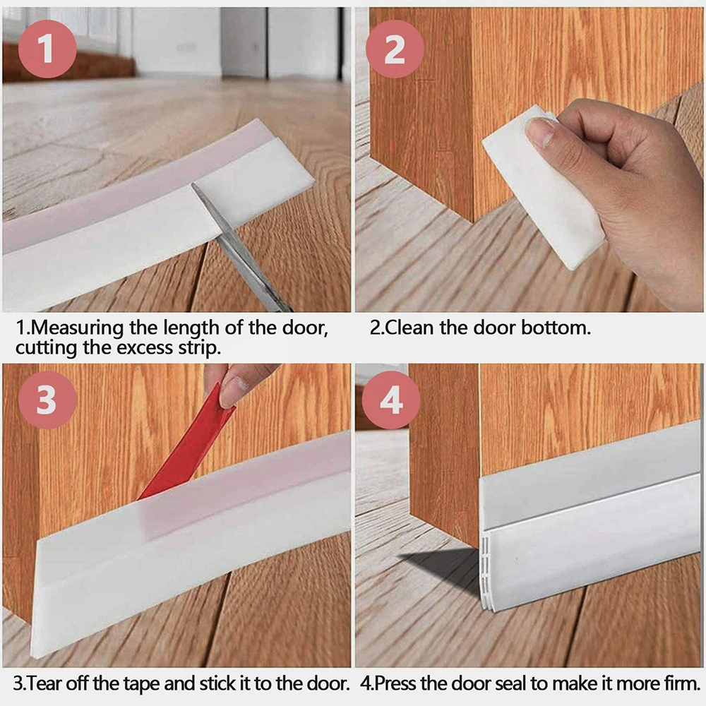 

2 Pack Weatherstrip Door House Bottom Seal Self Adhesive Under Door Sweep Windproof Dustproof Silicone Flexible Seal Strip