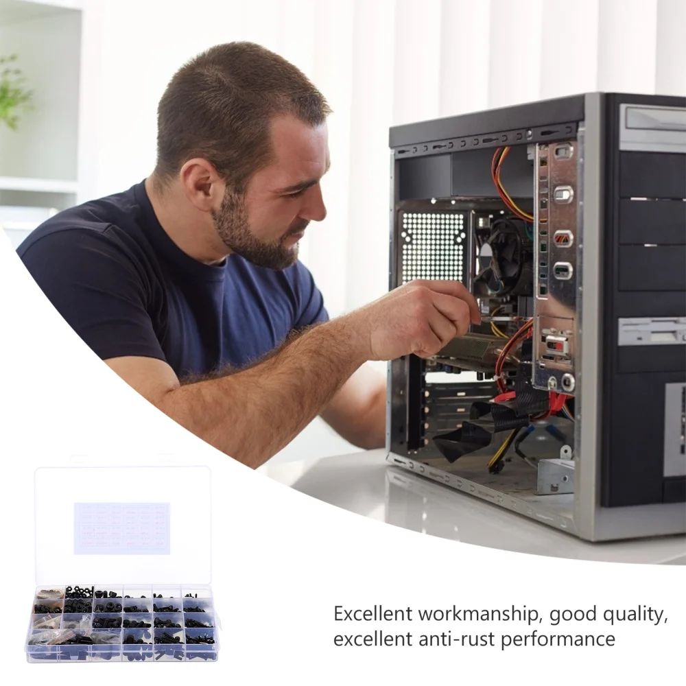 

1 Box/1060pcs Carbon Steel Hexagon Screws and Nuts Practical Fastening Screws