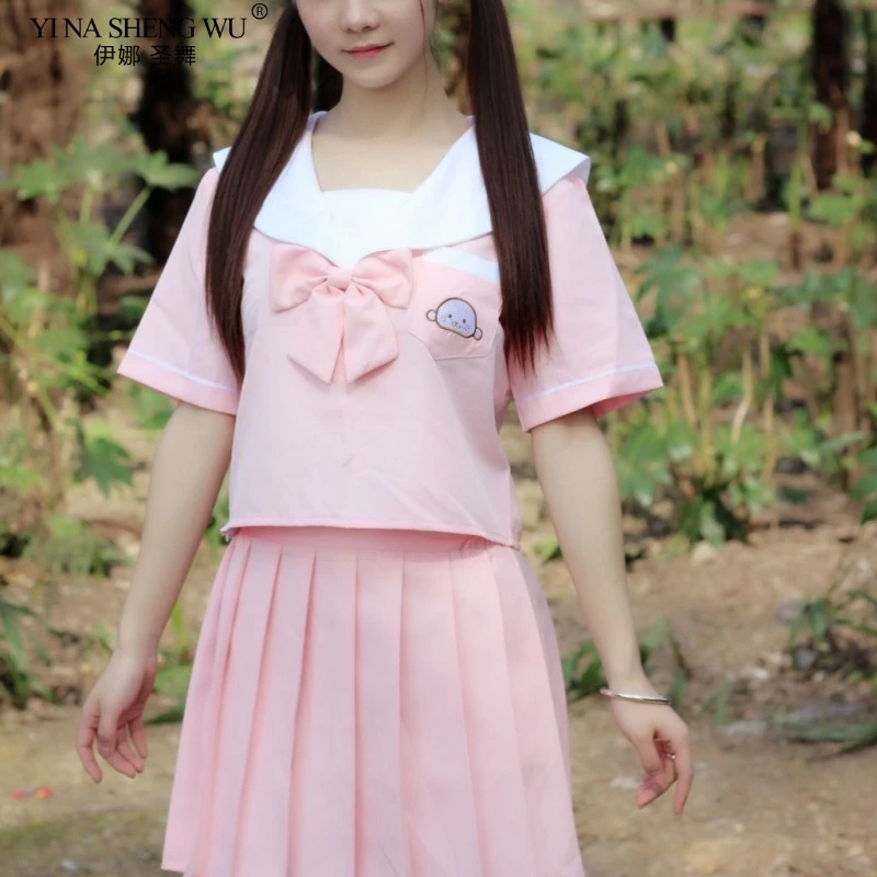 Свет сакуры розово-голубая японская школьная форма юбка костюм моряка униформа