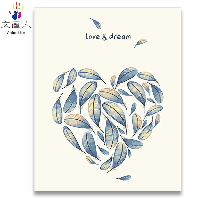 Простой Современный Настенный декор Масляные картины с листьями по номерам diy на