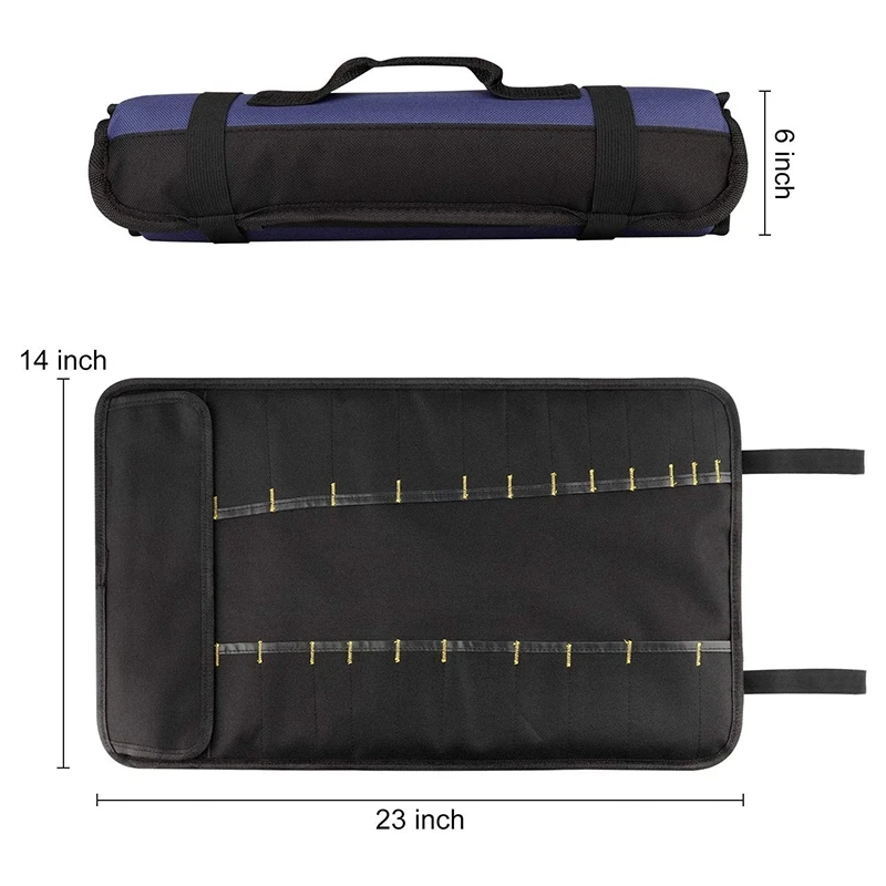 

Tool Roll Organizer, 35 Pocket Wrench Roll Tool Pouch for Electrician, HVAC, Plumber, Carpenter or Mechanic