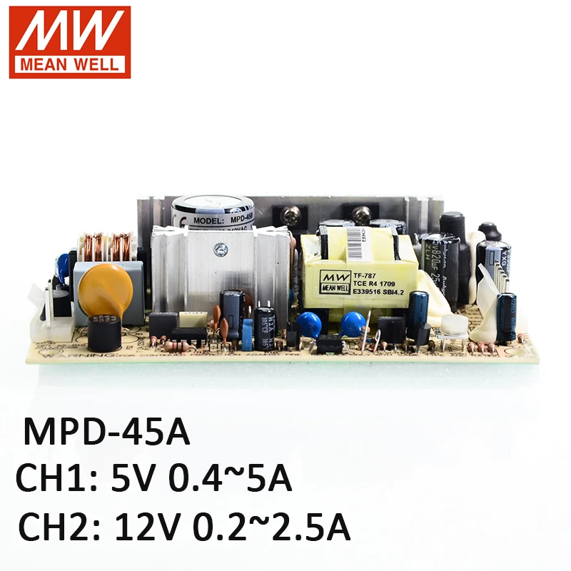 MPD 45A Meanwell 40 Вт печатная плата с двойным выходом импульсный источник питания PCB 110