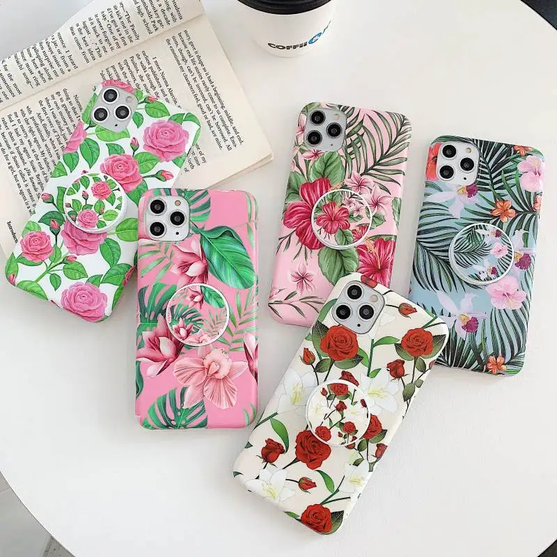 

Soft IMD Semi-Frosted Phone Case For iPhone 11 Pro X XS XR Max 8 7 6 12 Plus SE 2020 Mixed Colors Rose Floral Phone Back Cover