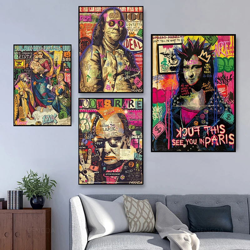 Абстрактная Картина на холсте граффити настенное искусство знаменитость