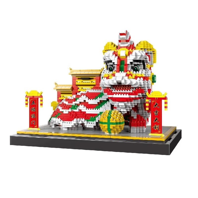 

Mini Blocks China Spring Festival Lion Building Toy Educational Intelligence Bricks for Children New Year Gifts Boy Present