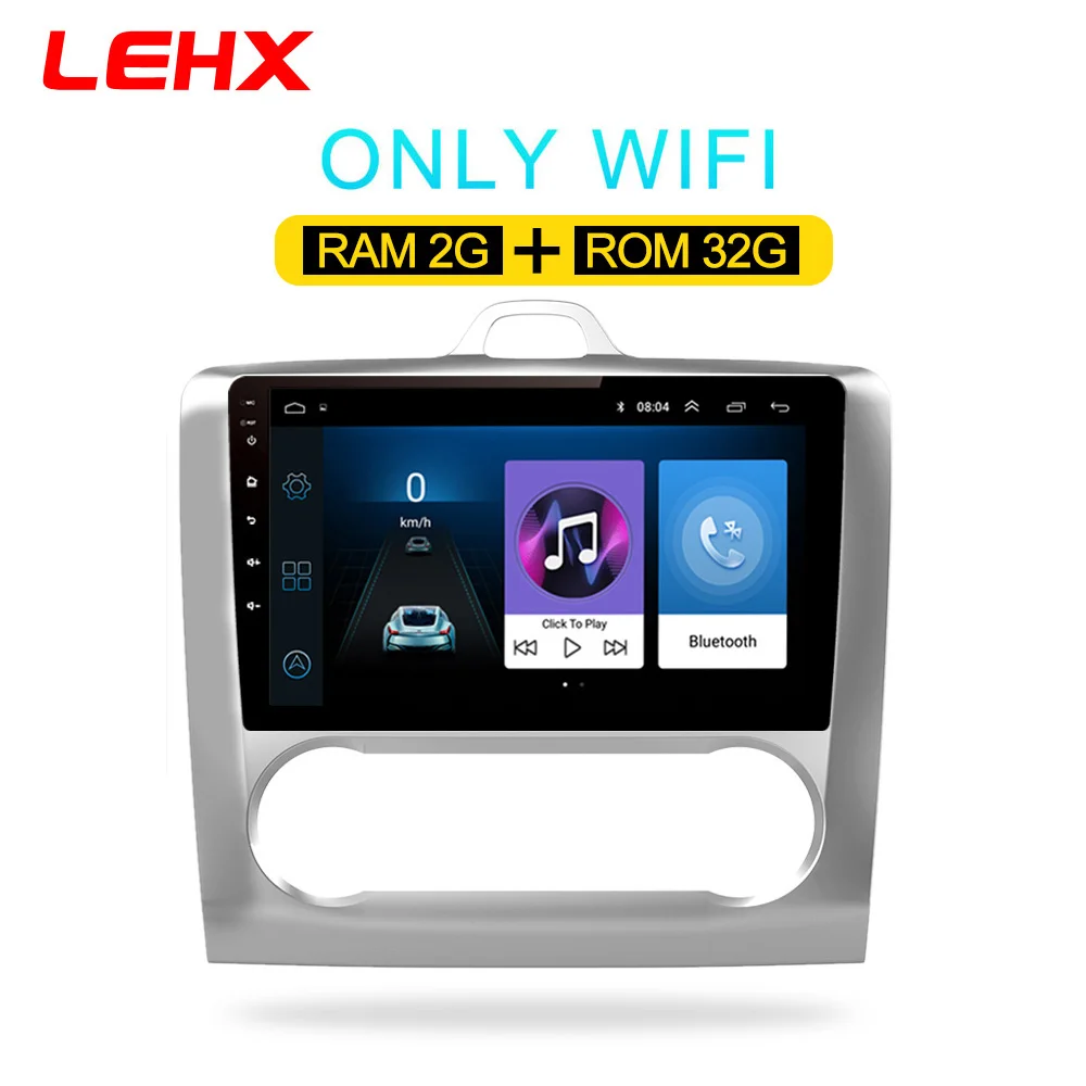 FOCUS AT32-1 LEHX 2 DIN 9 дюймов Android 8,1 автомобильный мультимедийный плеер с сенсорным экраном четырехъядерный автомобильный радиоприемник для 2004 2005 2006-2011 Ford Focus Exi AT - Цвет: FOCUS AT32-1