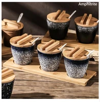 set spice pot japanese creative ceramic house spice box with lid spice bottle restaurant salt sugar bowl food container