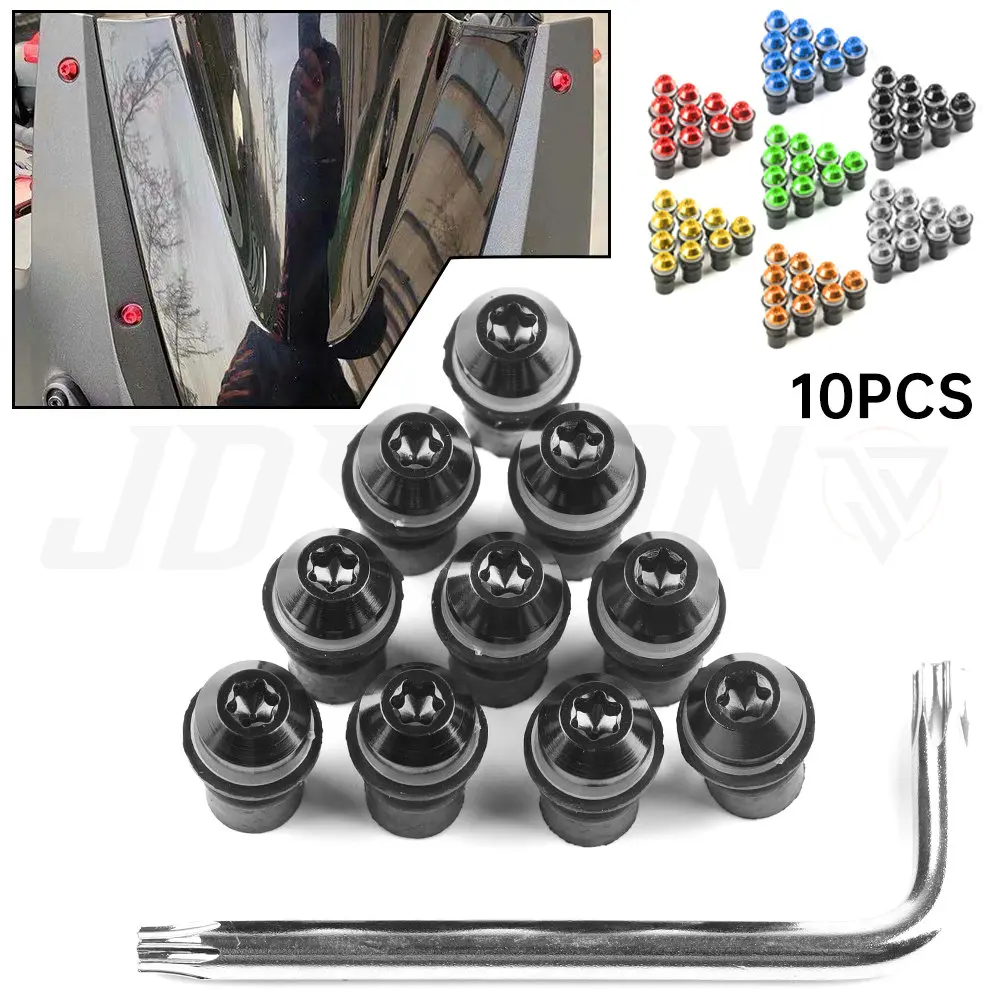 10 шт. 5 мм Универсальный мотоциклетный Комплект болтов и винтов лобовое стекло