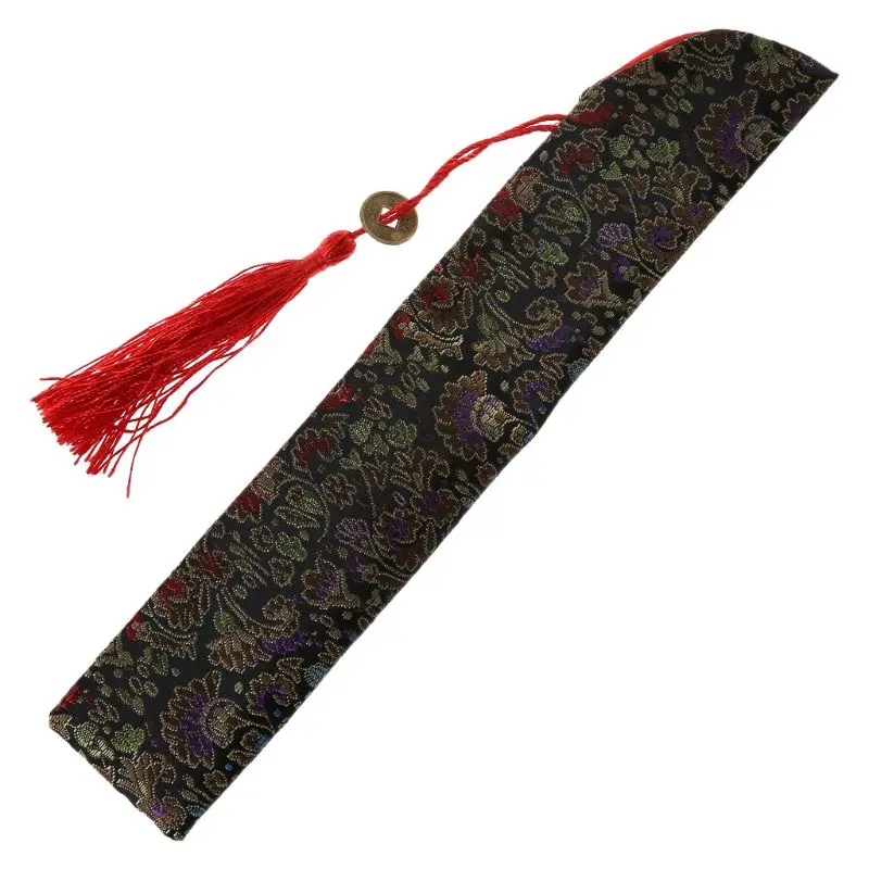 

Silk Folding Chinese Hand Fan Bag With Tassel Dustproof Holder Protector Pouch Case Cover Retro Style