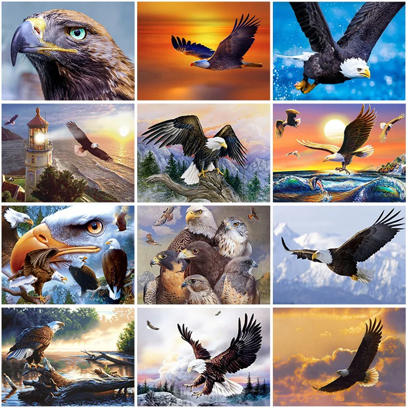 

5D Diamond Painting Cross Stitch DIY Diamond Mosaic Flying Eagle Diamond Embroidery Animal Pictures of Rhinestones Handmade Gift