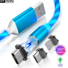 Новинка 2021, Магнитный зарядный кабель GTWIN с подсветкой для iphone, зарядный провод для samsung LED Micro USB Type C