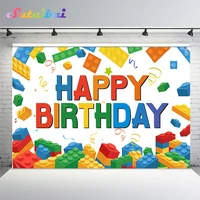 building blocks happy birthday backdrop colorful bricks photography background birthday party decorations cake table photo booth