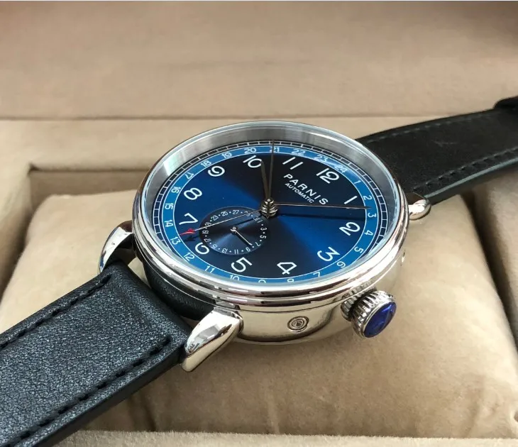 Новые мужские часы PARNIS 42 мм GMT с автоматическим самоходным механизмом
