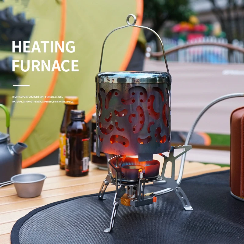 

Camping Mini Heater Portable Stainless Steel Camping Stove Tent Heating Cover for Outdoor Backpacking Hiking Traveling